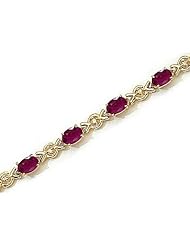 10kt Yellow Gold Oval Ruby and Diamond Bracelet
