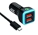 Car Charger, PowerBen 36W 2-Port USB Car Charger with Qualcomm Quick Charge 2.0 Technology & AiPower Adaptive Charging Technology; Includes a 3.3ft Quick Charge Micro USB Cable (Black)