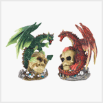 FIRE AND EARTH DRAGON STATUES - Set of 2
