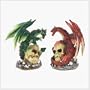 FIRE AND EARTH DRAGON STATUES - Set of 2