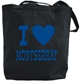 Canvas Tote Bag Black  I Love Montserrat  Country