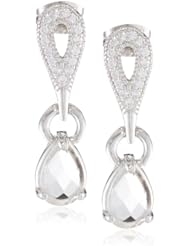 Bronze, White Glass and Simulated Diamond Oval Drop Earrings