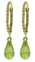 14k Solid Gold Leverback Earrings with dangling Natural Peridots