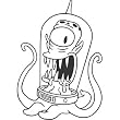 Simpsons Alien Rub-On Sticker - Kodos