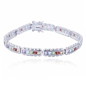 Sterling Silver Multi-Gemstone Bracelet, 7.5 by