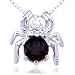 Sterling Silver Smoky Quartz and White Topaz Spider Pendant, 18"