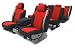 Coverking Neosupreme Custom Fit Seat Covers - NEOSUPREME RED / BLACK SIDES, Front Row Seats 1995 - 1995 Mazda MX-5 Miata 1st Gen, 50/50 Highback Bucket, with small bolstered sides on the bottom cushion