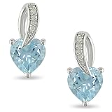 Sterling Silver 2 CT TGW Sky Blue Topaz 0.03 CT TDW Diamond Ear Pin Earrings (G-H, I3)