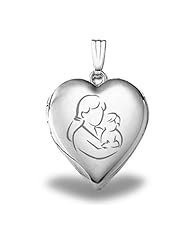 Sterling Silver "Mom and Son" Heart Locket 3/4 inch x 3/4 inch