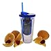 Tier1 Comparable 20oz Fruit Infuser Water Tumbler with Twister Cap & Straw - Blue