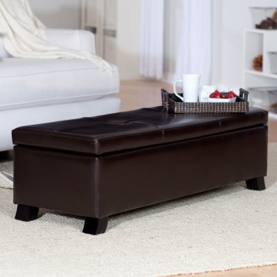 Crawford Leather Storage Ottoman British Brown - BSHD016-2