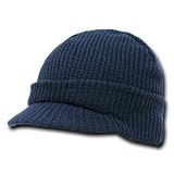 Navy Blue Knit Visor Beanie GI Jeep Watch Cap Hat