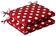Pack of 2 Outdoor Patio Furniture Chair Seat Cushions - Red & White Polka Dot