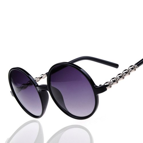Women's Fashion Mod Eyewear Black Round Sunglasses