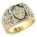Bague homme Chevalière Alexandre ordre des Templiers - Plaqué Or jaune 585/1000 - Oxyde de zirconi