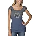 Peace Embroidered Patch Tank - Blue