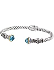 Enchanta Collection Sterling Silver & 18K Blue Topaz Cuff Bracelet