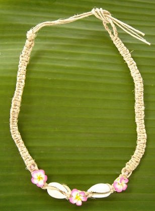 Hawaiian Plumeria Flower Hemp Necklace Choker