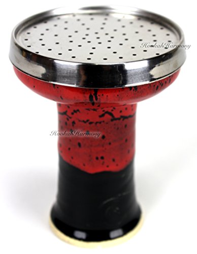 OG Alpaca Rook Clay Phunnel Bowl RED And BLACK HookahHarmony Special Edition Stainless Steel Shisha Charcoal Screen Top Made In The USA
