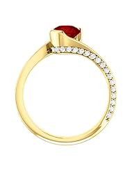 14K Yellow Gold 6.00mm Round Cut Chatham Created Ruby and Diamond Ring -- LIFETIME WARRANTY