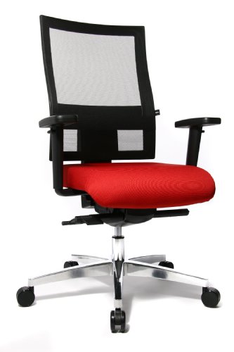 Topstar PS69BHW51 B&uuml;rodrehstuhl Sitness 60 inklusive Armlehnen / Sitzbezug rot - Netzbezug schwarz