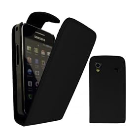 SAMSUNG GALAXY ACE S5830 BLACK LEATHER FLIP CASE / COVER/ SKIN