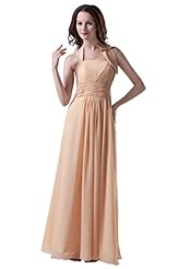 Chiffon Crinkled Halter Evening Dress/Bridesmaid Dress/Prom Dress 