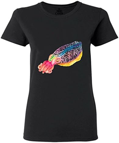 VIPxmax Art Cuttlefish Pastel Painting Mighty Pocket Sublimation Figures Heavyweights Short Sleeve Women T-shirt Size L