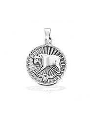 Bling Jewelry Sterling Silver Zodiac Taurus Large Medallion Pendant