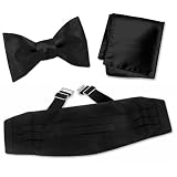 Black Freestyle Bow Tie by Elite Solid black silk cummerbund sets