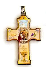 Cross Shaped Key Chain - First Communion Boy, 2" x 1.5" - MADE IN ITALY