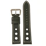 Watch Band Black Leather Sports Model Heavy Buckle Mens 20 millimeter