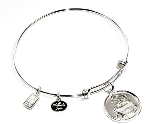 Nellie and June Round Alloy Coffee Charm USA Expandable Wire Bangle Bracelet
