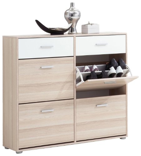 FMD Bozen 2 Schuhschrank Bozen 2 B/H/T 115.0 x 101.5 x 31.0 cm, esche / wei&szlig;