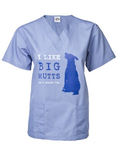 Dog is Good "I Like Big Mutts" Unisex Scrub Top, Light Blue