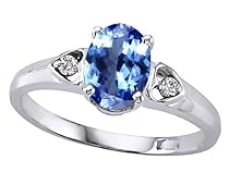 0.96 cttw Genuine Tanzanite and Diamond Ring - 14kt White or Yellow Gold