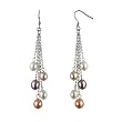 Multi-color Silver Dangle Cultured Pearl Earrings