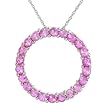 Circle Necklace With 2.20ctw Created Sapphires Beautifully Crafted in White Gold Length 18in