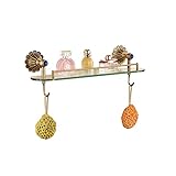 Rozin ガラス お風呂 用品 ラック アンティーク真鍮 浴室 トイレ用 バス グッズ ホルダー 棚 タオルフック