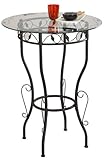 Bistrotisch Stehtisch RUND schwarz Metall Glas Tisch Glastisch Beistelltisch NEU
