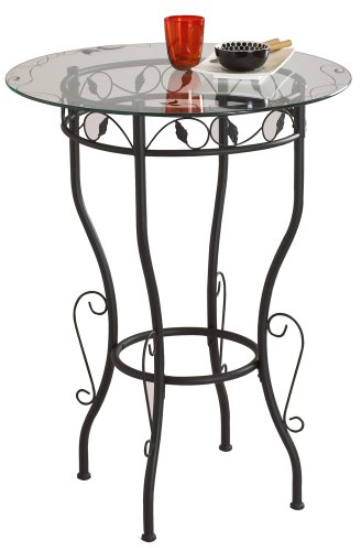 Bistrotisch Stehtisch RUND schwarz Metall Glas Tisch Glastisch Beistelltisch NEU