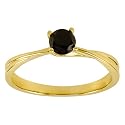 10k Yellow Gold Black Diamond Solitaire Ring (1/2 cttw)