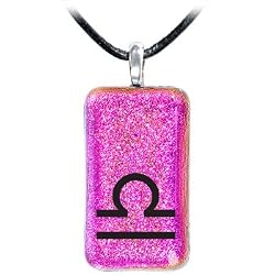 Holly Lynn Pink Libra Zodiac Dichroic Glass Necklace