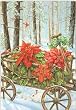 Poinsettia Wagon - Silk Reflections Banner House Flag Poinsettia Wagon - Silk Reflections Banner House Flag