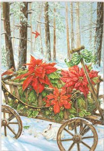 Poinsettia Wagon - Silk Reflections Banner House Flag