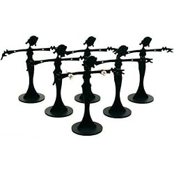 6 Black Metal Earring Dancer Jewelry Showcase Display Stands 2.5"