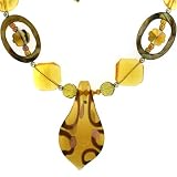 Glass Murano Necklace Gorgeous Amber Color Charm Beads Pendant By Bucasi