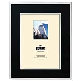 Burnes of Boston Bauhaus, Metal Picture Frame for a 8 x 10 Photograph, Color: Black with Silver Trim
