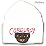 Corduroy Bear Embroidered Knit Hat White