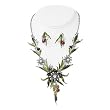 Black and Silver Flower Hand Painted Necklace Earrings Set Fashion Jewelry